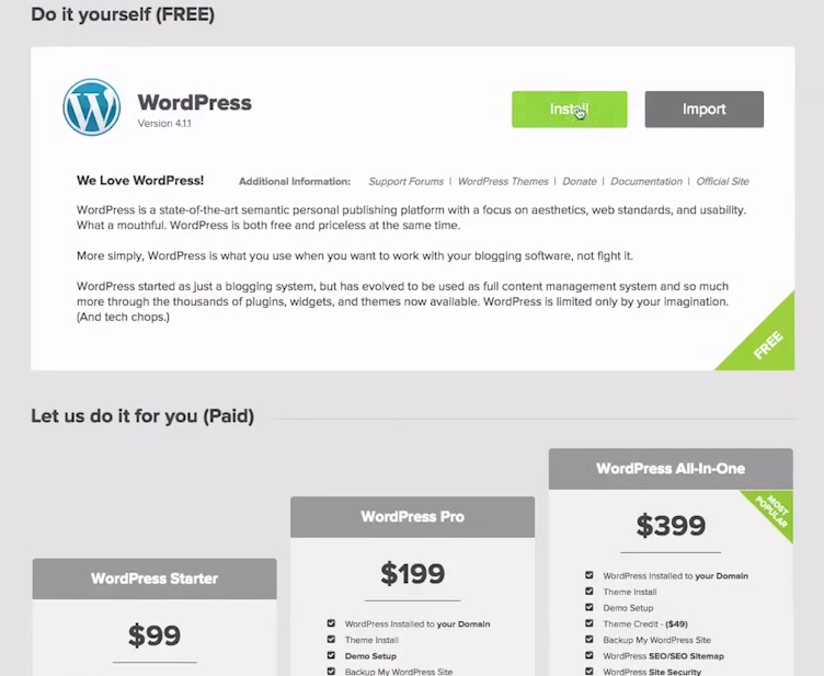 wordpress install